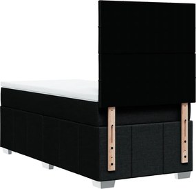 vidaXL Κρεβάτι Boxspring με Στρώμα Μαύρο 100 x 200 εκ. Υφασμάτινο