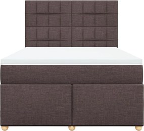 vidaXL Κρεβάτι Boxspring με Στρώμα Σκούρο Καφέ 140x200 εκ Υφασμάτινο