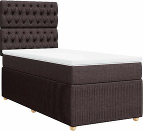 vidaXL Κρεβάτι Boxspring με Στρώμα Σκούρο Καφέ 80x200 εκ. Υφασμάτινο