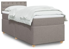 Κρεβάτι Boxspring με Στρώμα Taupe 100 x 200 εκ. Υφασμάτινο - Μπεζ-Γκρι