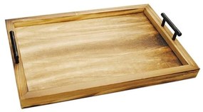 Δίσκος Σερβιρίσματος Paulownia 00.07.75534 30x20x6cm Brown-Black Μέταλλο,Ξύλο