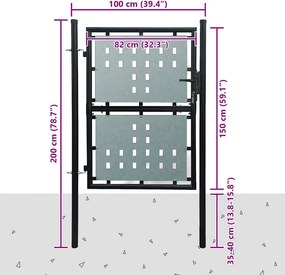 vidaXL Πόρτα με Φράχτη Μαύρη Μονή Πόρτα 100 x 150 εκ.