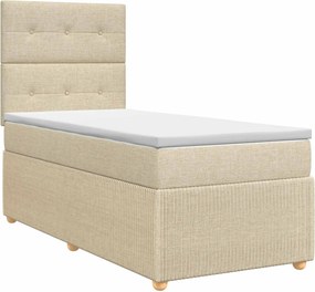 vidaXL Κρεβάτι box spring με στρώμα Κρεμ 100 x 200 cm Ύφασμα