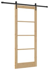 vidaXL Συρόμενη Πόρτα με Σετ Εξαρτημάτων 86x211 cm Μασίφ Ξύλο Πεύκου