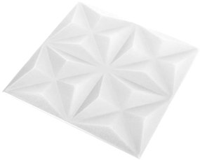 vidaXL Πάνελ Τοίχου 3D 12 τεμ. Λευκό Origami 50 x 50 εκ. 3 μ²