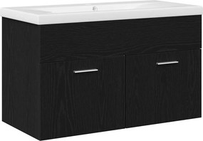 vidaXL Ντουλάπι Μπάνιου Μαύρη Οξυά 80 x 38,5 x 46 cm