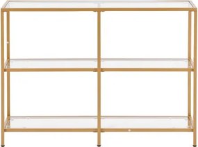 VEVOR 3-Tier Glass Console Table Rectangle Sofa Side Table with Anti-Tip Golden