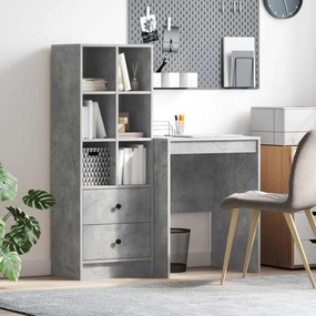 vidaXL Γραφείο με συρτάρι με ράφι με αποθήκευση 2 pcs Σκυρόδεμα Γκρι