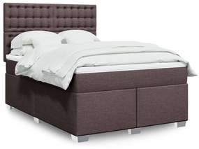VidaXL Κρεβάτι Boxspring με Στρώμα Σκούρο Καφέ 140x190 εκ. Υφασμάτινο