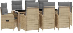 vidaXL Σετ Εξωτερικής Τραπέζης 9 pcs Μπέζ και Ανοιχτό Γκρι