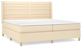 Κρεβάτι Boxspring με Στρώμα Κρεμ 200x200 εκ. Υφασμάτινο - Κρεμ