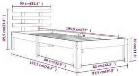 ΠΛΑΙΣΙΟ ΚΡΕΒΑΤΙΟΥ 90 X 190 ΕΚ. ΑΠΟ ΜΑΣΙΦ ΞΥΛΟ 3FT SINGLE 814719