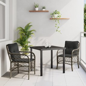 vidaXL Σετ Γευμάτων Κήπου 3 Τεμαχίων με Μαξιλάρια Γκρι Πολυ Ρατάν