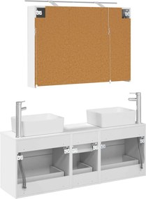 vidaXL Σετ Επίπλων Μπάνιου 4 pcs Λευκό Επεξεργασμένο Ξύλο και Γυαλί