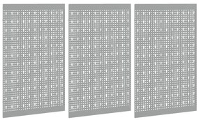 vidaXL Πεγκόρντ - 3 Πακέτα με 15 Αξεσουάρ, Γκρι, 50x60 εκ, Ατσάλι
