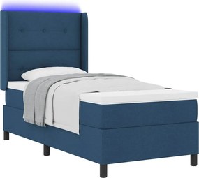 vidaXL LED Κρεβάτι με βάθρο με στρώμα Μπλε 80 x 200 cm ύφασμα