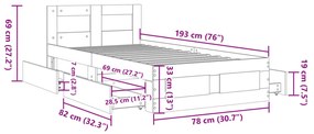 Πλαίσιο Κρεβατιού με Κεφαλάρι Καφέ Δρυς 75x190 εκ. - Καφέ