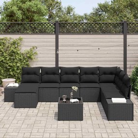 vidaXL Σετ Καναπέ Κήπου με μαξιλάρι 9 pcs συνθετικό ρατάν