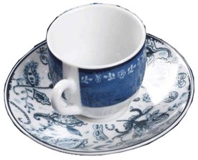 Φλυτζάνι Καφέ Με Πιατάκι Mediterraneo 25.275.17 100ml White-Blue Cryspo Trio Πορσελάνη