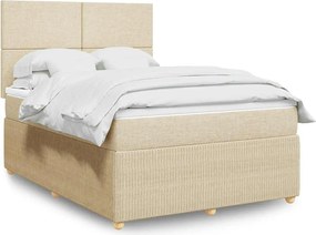 vidaXL Κρεβάτι Boxspring με Στρώμα Κρεμ 160x200 εκ. Υφασμάτινο
