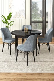 Dining Table &amp; Chairs Set (5 Pieces) Rox - Black Marble, Grey Black Marble
Grey