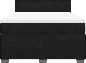 vidaXL Κρεβάτι Boxspring με Στρώμα Μαύρο 140x200 εκ. Βελούδινο