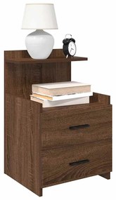 vidaXL Κομοδίνο με 2 Συρτάρια Καφέ Δρυς 40x36,5x62 εκ.