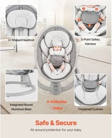 VEVOR Baby Swing for Infants 5 Speeds Remote Control Bluetooth Lullabies Cushion