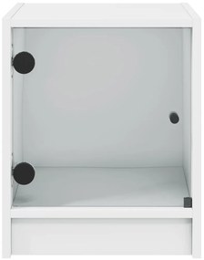 vidaXL Κομοδίνο με Γυάλινη Πόρτα Λευκό 35x37x42 εκ.