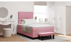 vidaXL Κρεβάτι με ελατήρια με στρώμα Ροζ 120 x 190 cm Βελούδο