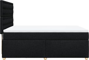 vidaXL Κρεβάτι Boxspring με Στρώμα Μαύρο 140x190 εκ. Υφασμάτινο
