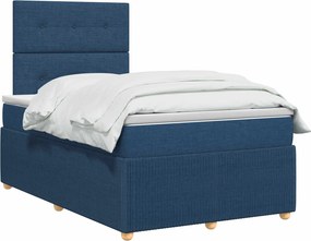 vidaXL Κρεβάτι box spring με στρώμα Μπλε 120 x 200 cm Ύφασμα