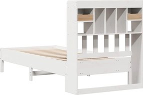 vidaXL Κρεβάτι Βιβλιοθήκη Χωρίς Στρώμα Λευκό 75x190 εκ Μασίφ Πεύκο