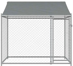 vidaXL Κλουβί Σκύλου με Οροφή και Πόρτες Γκρι 2x2x2 μ. Γαλβ. Χάλυβας