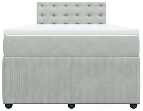 vidaXL Κρεβάτι Boxspring με Στρώμα Ανοιχτό Γκρι 120x200 εκ. Βελούδινο