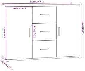 Ντουλάπι Γκρι Σκυροδέματος 91x29,5x65 εκ. Επεξεργασμένο Ξύλο - Γκρι