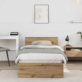 vidaXL Κρεβάτι με Κεφαλάρι Artisan Δρυς 90 x 200 cm Επεξεργασμένο ξύλο