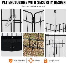 VEVOR Dog Playpen 8 Panels Foldable Metal Dog Exercise Pen with Bottom Pad 30&quot;H