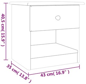 Κομοδίνο ALTA Λευκό 41 x 35 x 41 εκ. από Μασίφ Ξύλο Πεύκου - Λευκό