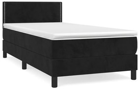 vidaXL Κρεβάτι Boxspring με Στρώμα Μαύρο 90x200 εκ. Βελούδινο