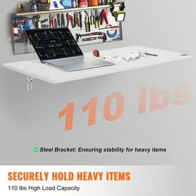 VEVOR Wall Mounted Floating Folding Table Laptop Desk Home Office 43.31x18.11 in