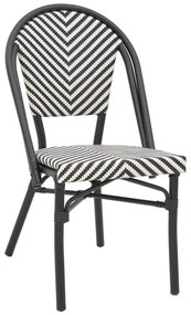 Καρέκλα Uamrin pakoworld στοιβαζόμενη μαύρο αλουμίνιο-ασπρόμαυρο textilene 46x57x85εκ