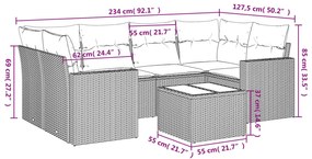 vidaXL Καναπές Σετ 7 Τεμαχίων Μαύρο Συνθετικό Ρατάν με Μαξιλάρια