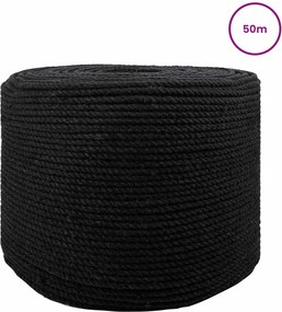 vidaXL Cotton Twine 4 mm 50 m Μαύρο 100% Βαμβάκι