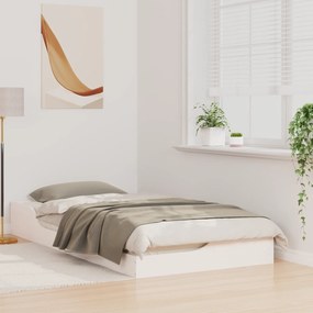 vidaXL Κρεβάτι δαπέδου Λευκό 90 x 190 cm Συμπαγές ξύλο πεύκου