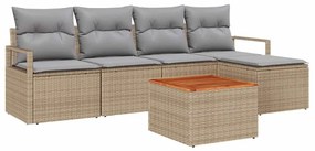 vidaXL Σετ Καναπέ Κήπου 6 pcs Μπεζ, ανοιχτό γκρι