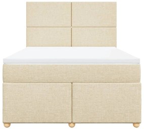 vidaXL Κρεβάτι Boxspring με Στρώμα Κρεμ 160x200 εκ. Υφασμάτινο