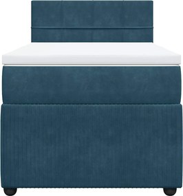 vidaXL Κρεβάτι Boxspring με Στρώμα Μπλε 80 x 200 εκ. Βελούδινο