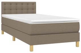 vidaXL Κρεβάτι Boxspring με Στρώμα & LED Taupe 90x200 εκ. Υφασμάτινο