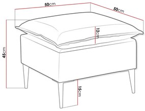 Σκαμπό σαλονιού Providence 147, Τυρκουάζ, 45x50x50cm, 9 kg, Ταπισερί, Πόδια: Μέταλλο | Epipla1.gr